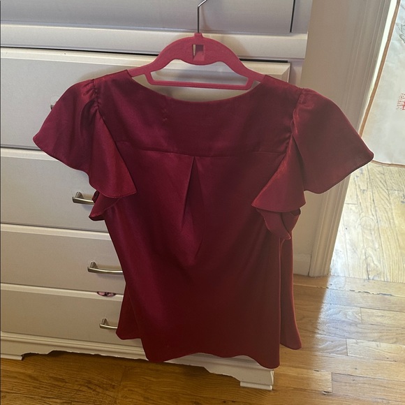 Plastic Island Deep Red Ruffle Blouse - Picture 3 of 3